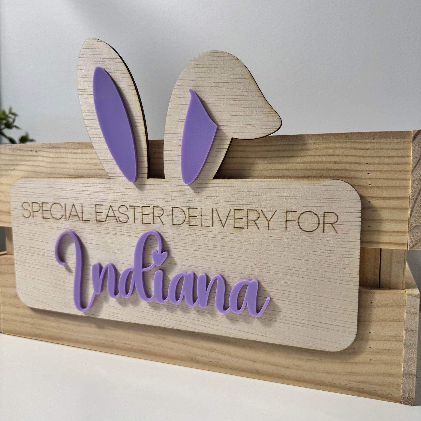Bunny Ears Easter Crate Plaque