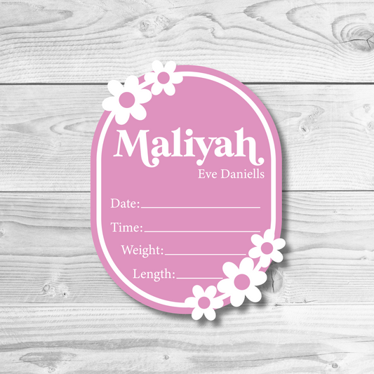 Daisy Birth Detail Plaque