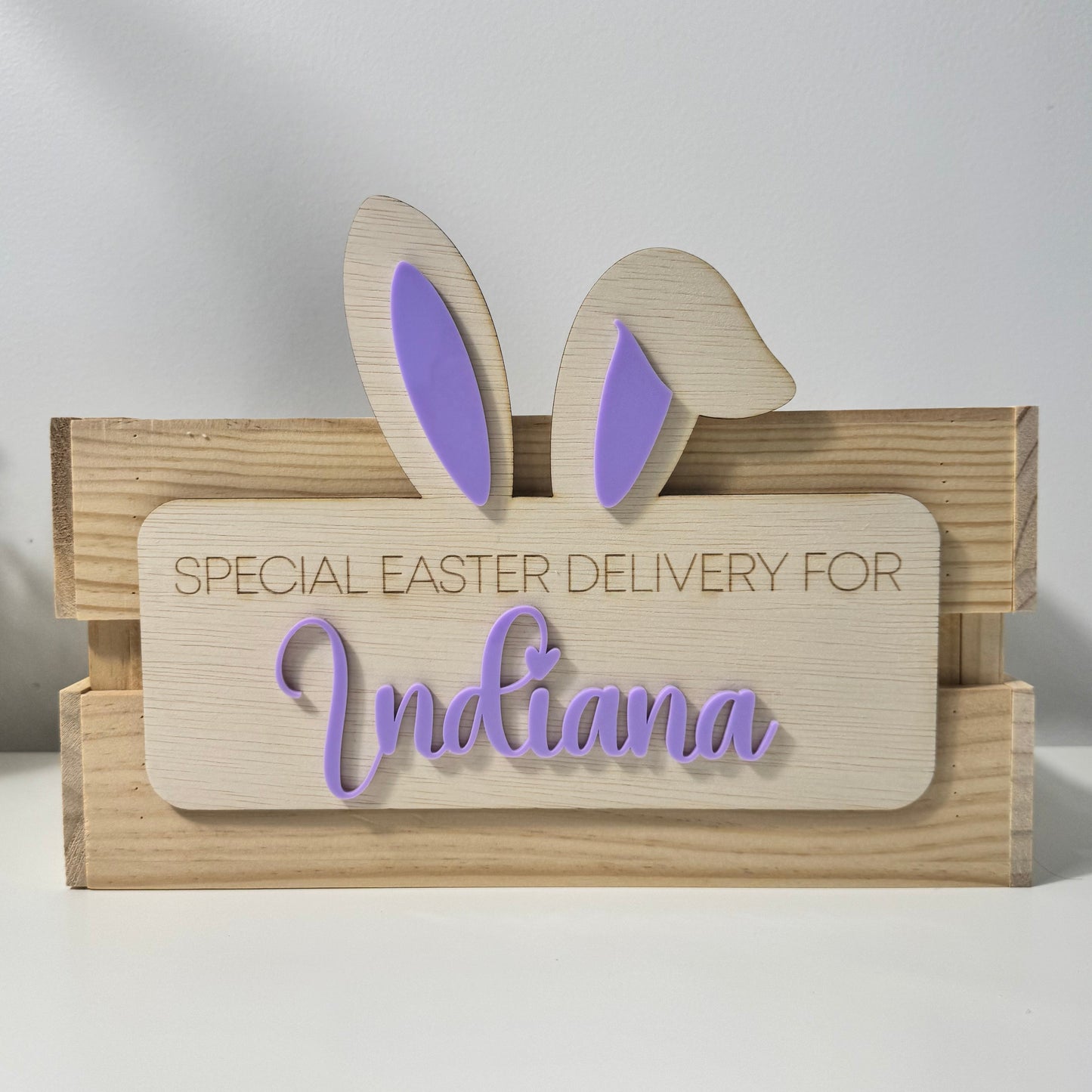 Bunny Ears Easter Crate Plaque