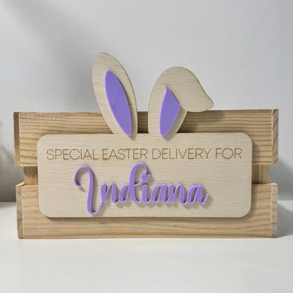 Bunny Ears Easter Crate Plaque