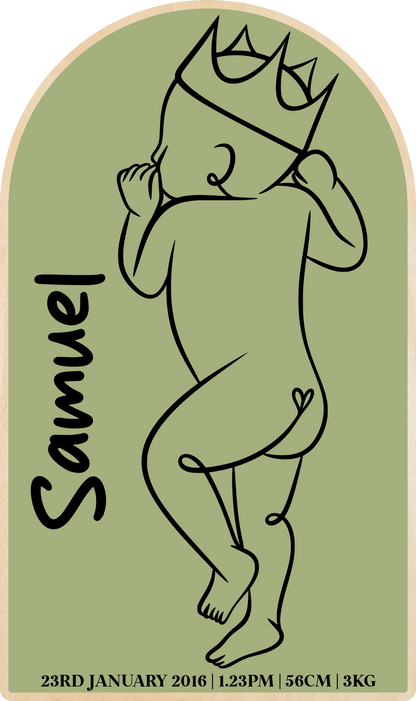 1:1 Scale Acrylic Baby Line Art Birth Plaque.