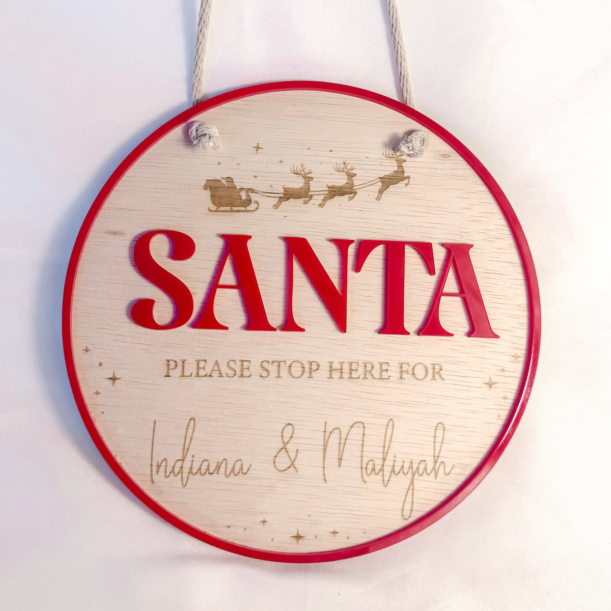 Santa Stop Here Round Sign