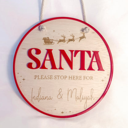 Santa Stop Here Round Sign
