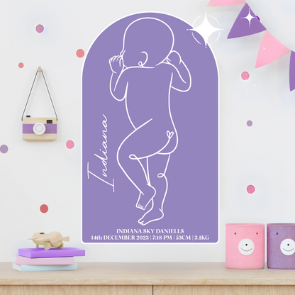 1:1 Scale Acrylic Baby Line Art Birth Plaque.
