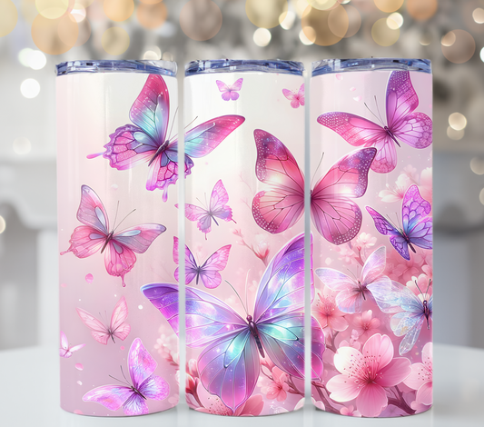 Pink Butterfly 20oz Tumbler