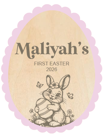 Personalised Bunny Scalloped Easter Egg plaque
